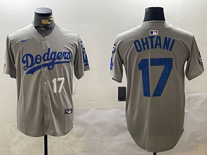 Men Los Angeles Dodgers #17 Ohtani Grey Game 2024 Nike MLB Jersey style 11209->los angeles dodgers->MLB Jersey